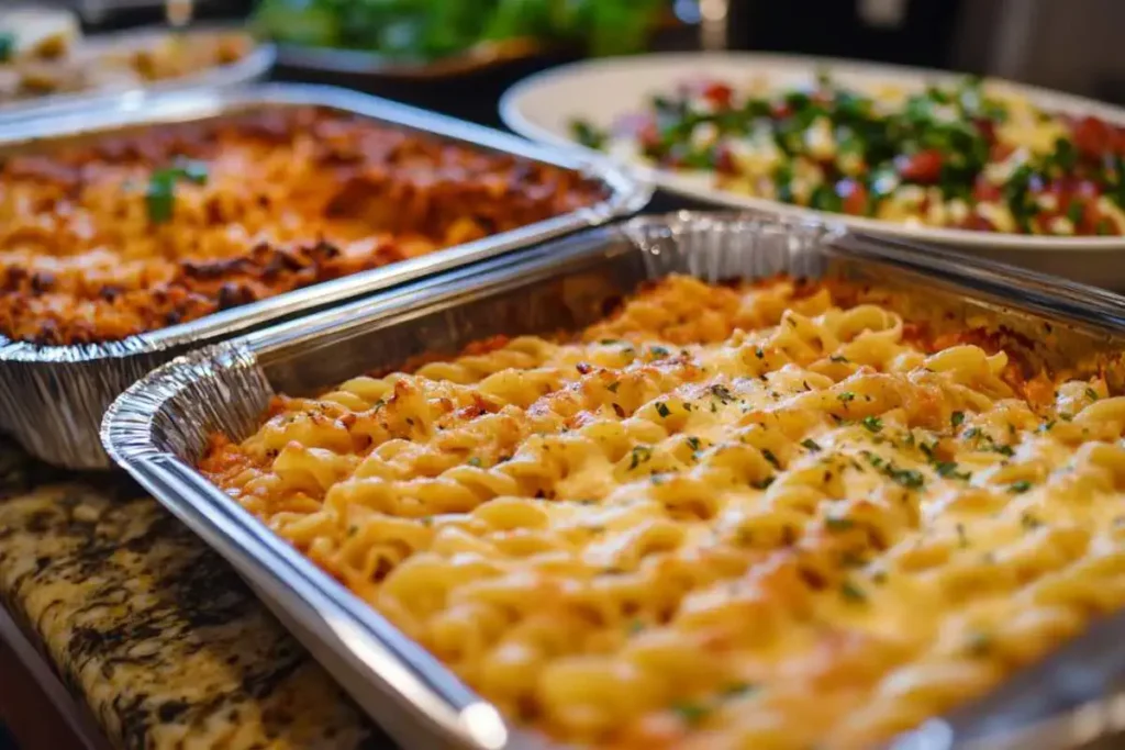 Rotelle pasta in a cheesy baked casserole with herbs.