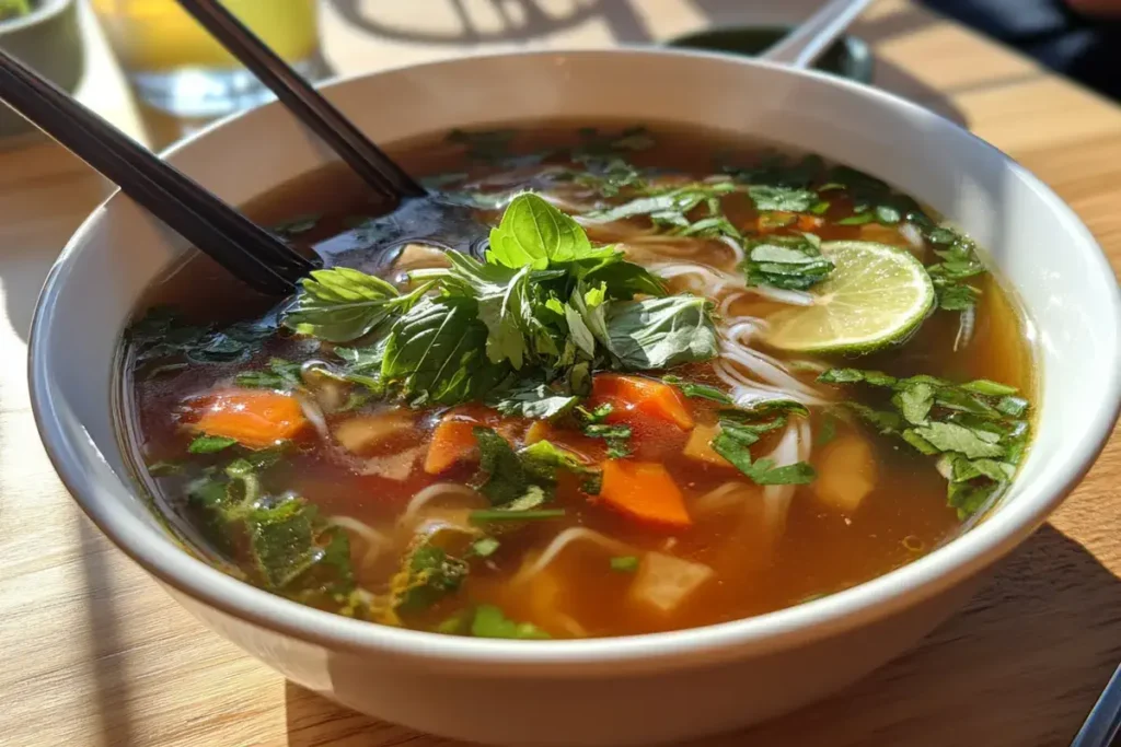 Vietnamese Pho soup with chicken