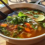 Vietnamese Pho soup with chicken