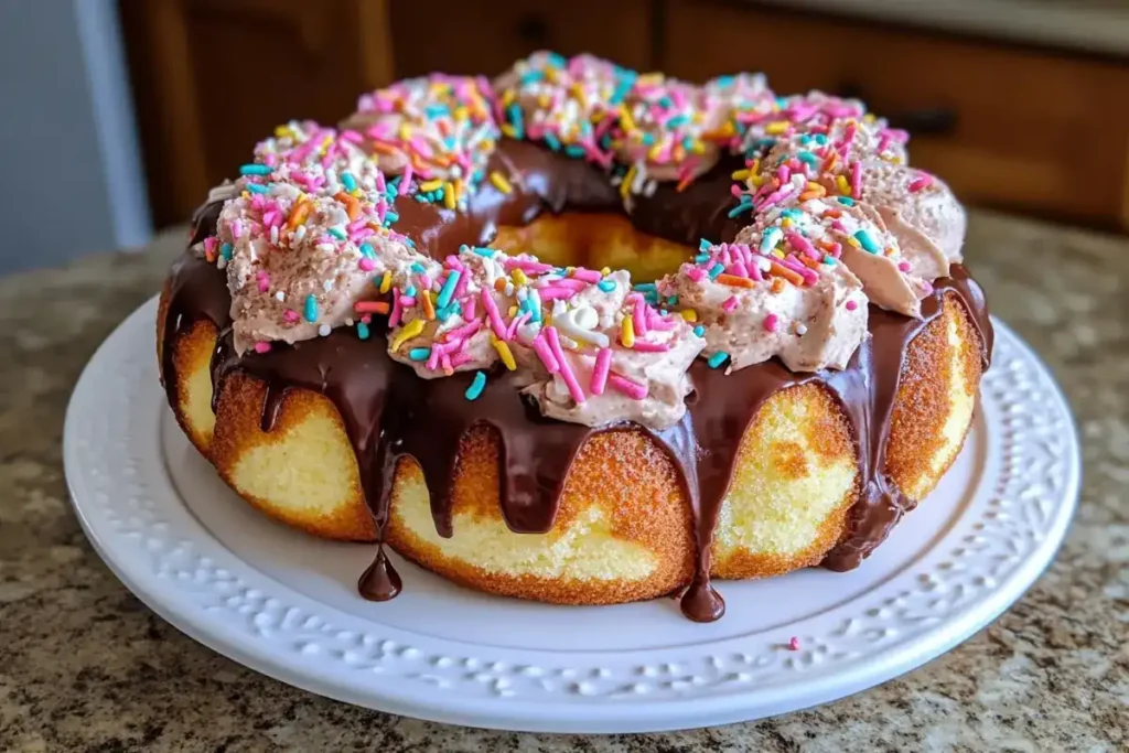 Mini donut cake bites arranged on a serving tray.