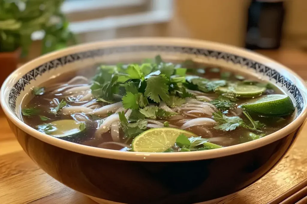 Fresh ingredients for making Pho soup