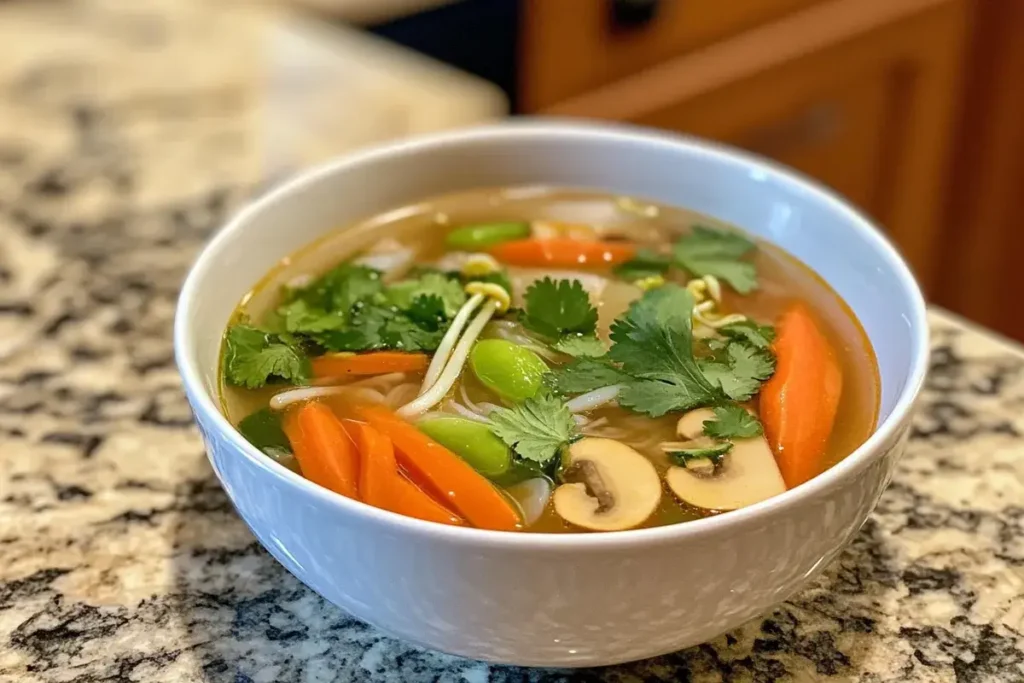 Ingredients for making vegetarian Pho soup