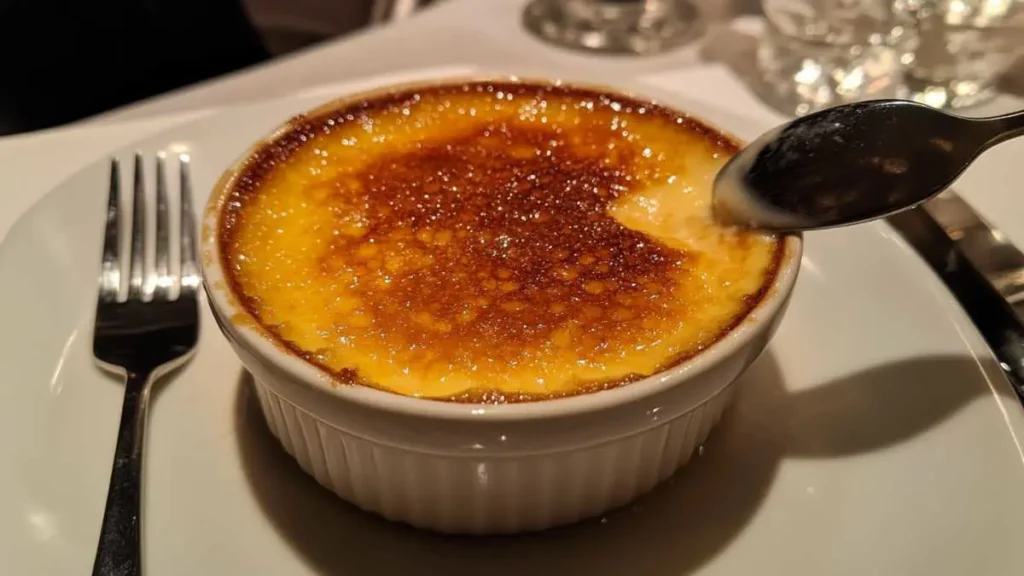 Creme brulee and custard desserts side by side for comparison.