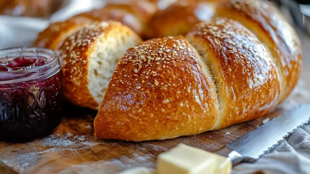 A single golden sourdough bagel with a crispy crust, displayed on a rustic surface