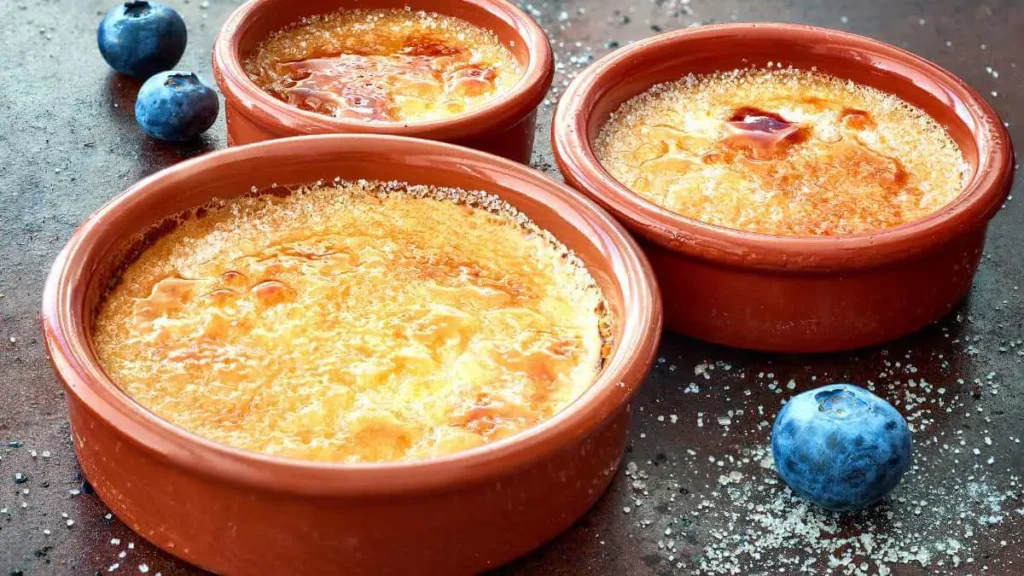 Yummy Crème Brûlée with creamy custard and caramelized sugar