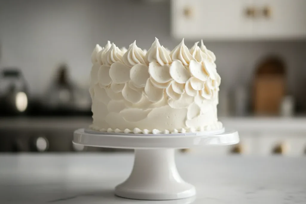 Cloud cake decorated with cotton candy and whipped cream