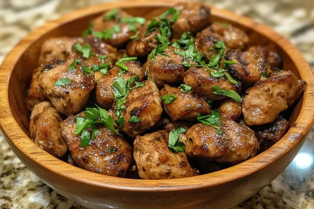 A bowl of crispy fried chicken hearts served with dipping sauce