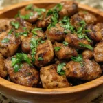 A bowl of crispy fried chicken hearts served with dipping sauce