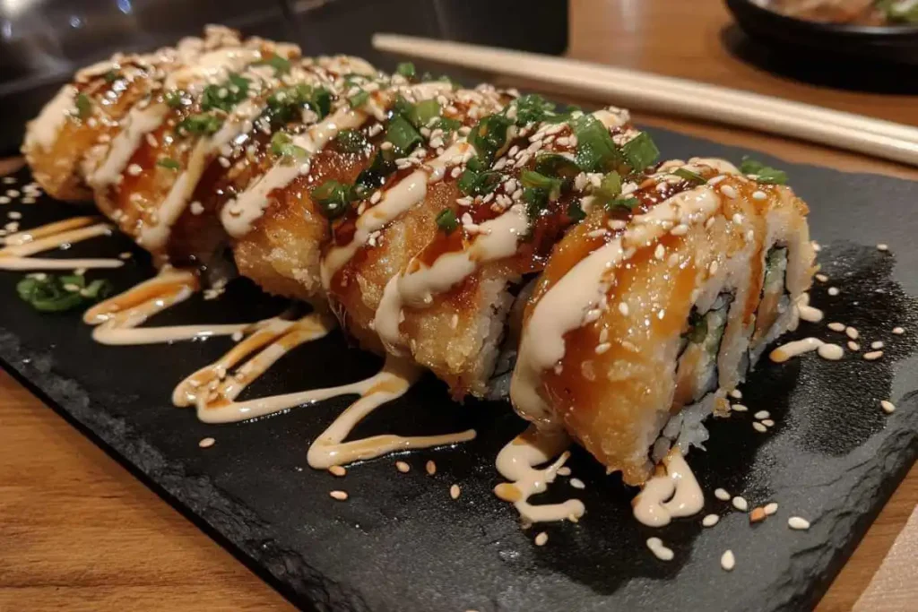 Chicken tempura frying in a pan of hot oil