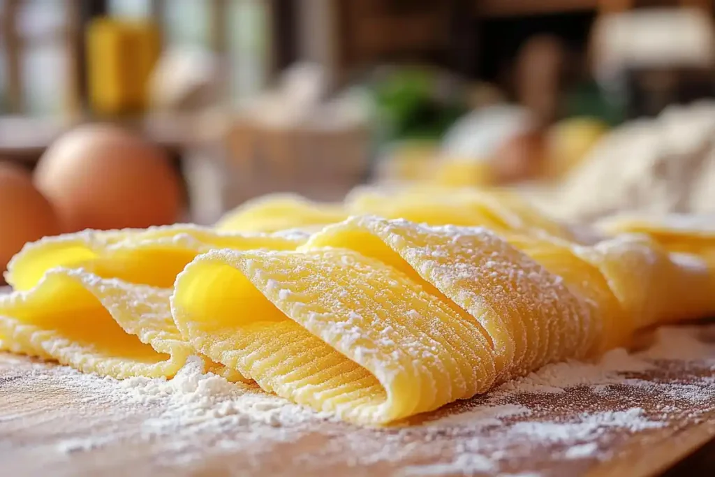 Freshly rolled Garganelli pasta drying before cooking