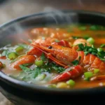 Ingredients for Janga Soup spread out on a wooden table