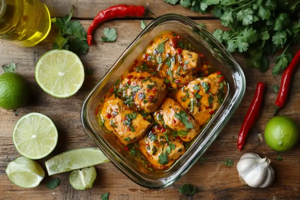 Ingredients for Mexican chicken marinade on a table.