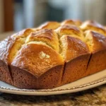 Angular banana bread loaf with sharp geometric edges.