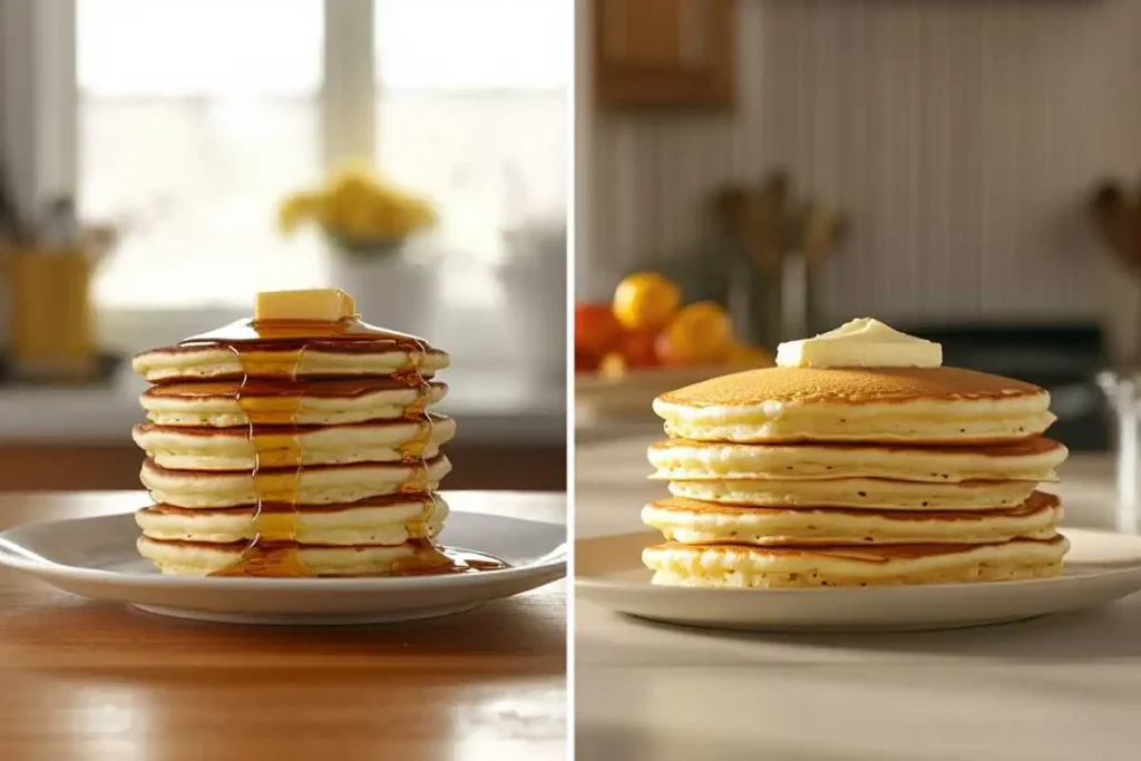 Side-by-side comparison of pancakes and hotcakes