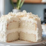 Cloud cake slice with a fork on a rustic table