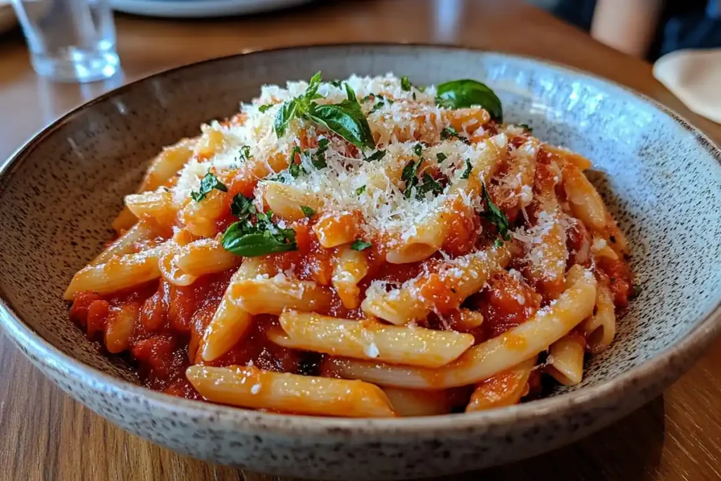 Raw Casarecce pasta on a rustic wooden surface