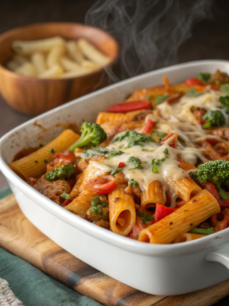Baked ziti with veggies